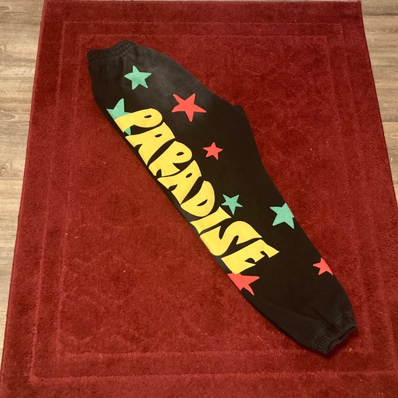 Palm Angels Black Sweatpants with Yellow and Green Stars